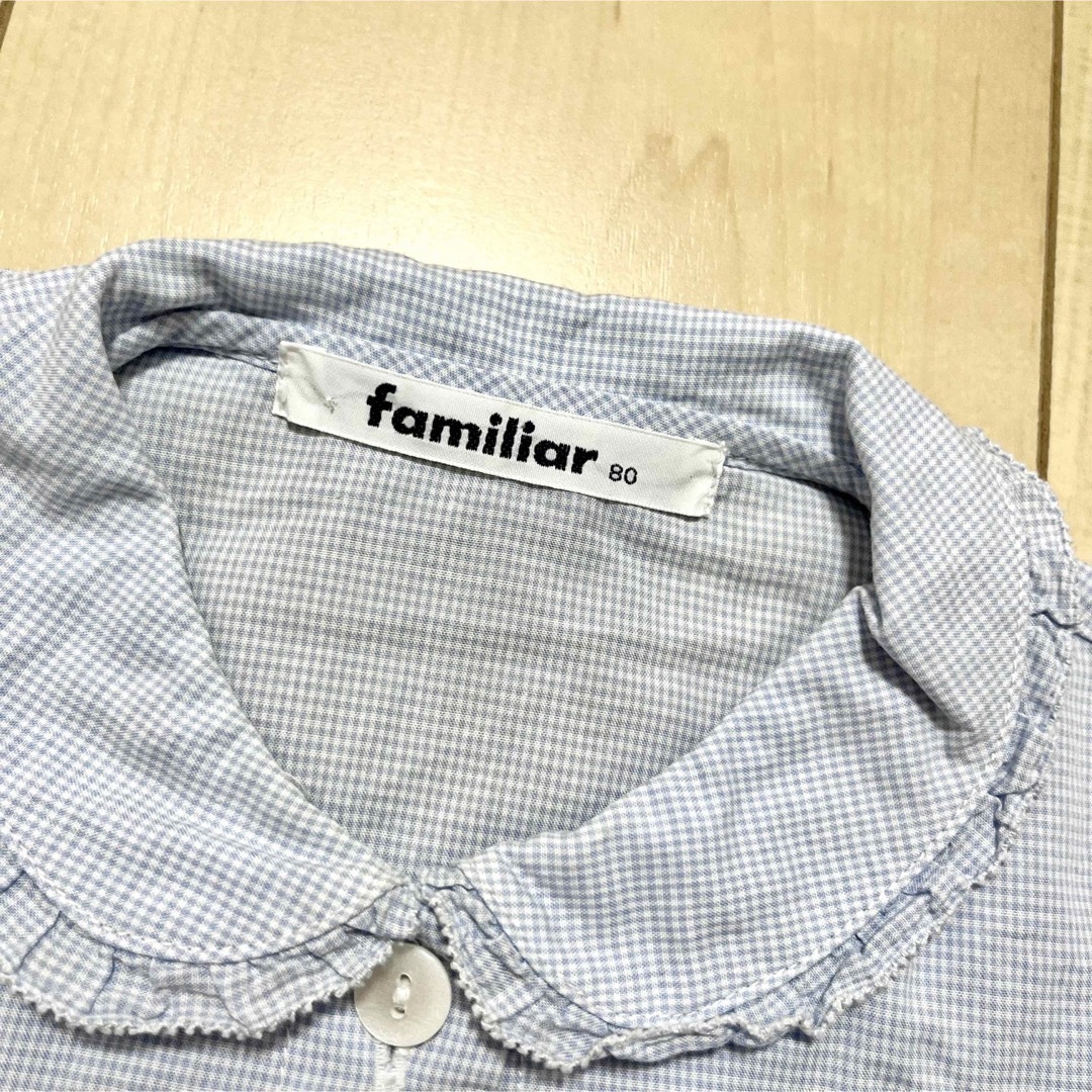 familiar(ファミリア)のfamiliar 刺繍 チェックシャツ 80 キッズ/ベビー/マタニティのベビー服(~85cm)(シャツ/カットソー)の商品写真