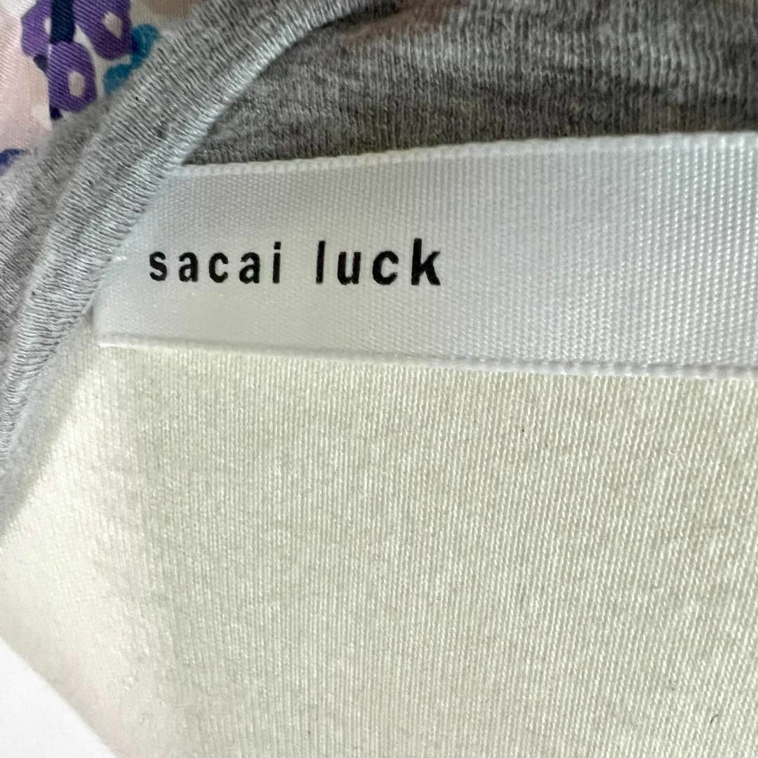 sacai luck(サカイラック)のsacai luck 花柄 切替え ワンピース チュニック 綿 グレー 2 M レディースのトップス(チュニック)の商品写真