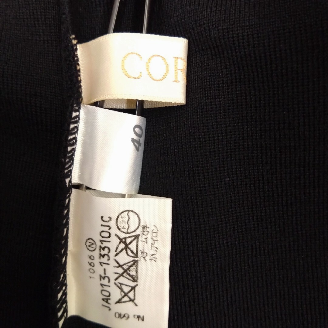 CORDIER(コルディア)の《CORDIER》コルディア　薄手半袖ニット　イタリア製素材使用　ブラック　L レディースのトップス(ニット/セーター)の商品写真