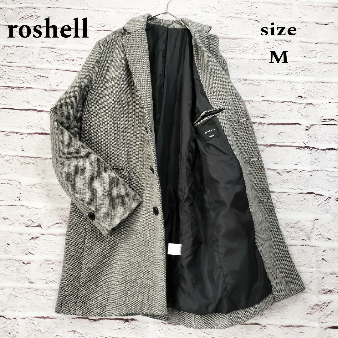 Roshell(ロシェル)の【ミドル丈】ロシェル roshell ツイード ウール チェスターコート メンズのジャケット/アウター(チェスターコート)の商品写真