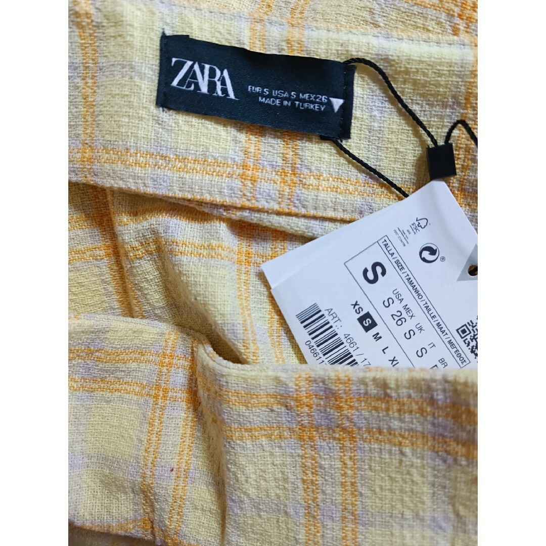 ZARA(ザラ)の新品 ZARA ザラ 黄色 イエロー チェック柄 ローング スカート コットン レディースのスカート(ロングスカート)の商品写真