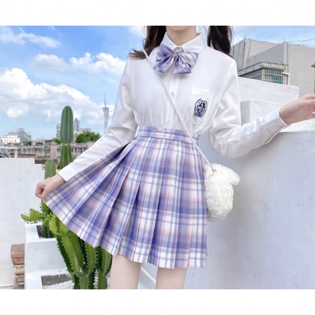 紫 ラベンダー 制服　スカート セット なんちゃって制服 コスプレ レディースのスカート(ミニスカート)の商品写真