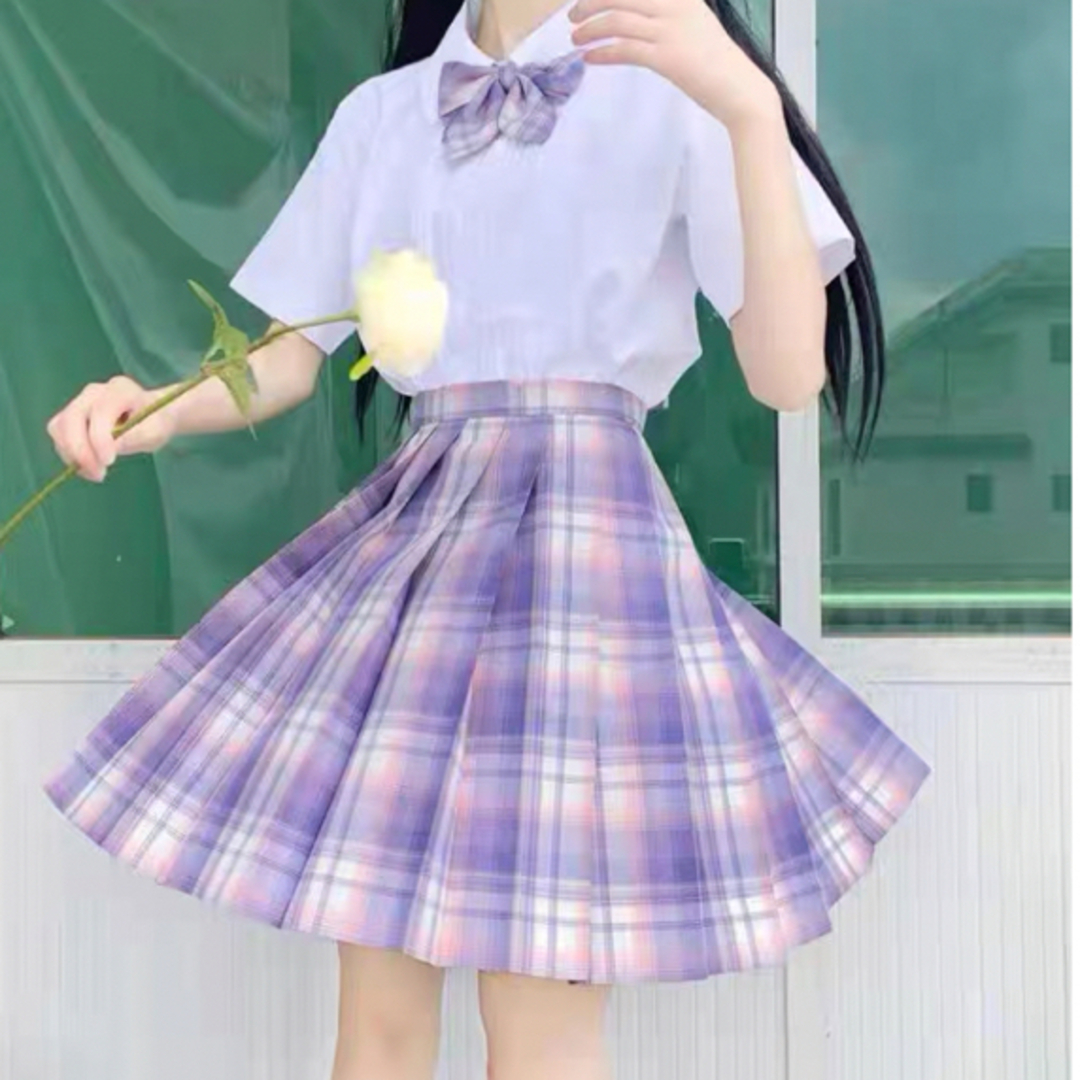 紫 ラベンダー 制服　スカート セット なんちゃって制服 コスプレ レディースのスカート(ミニスカート)の商品写真