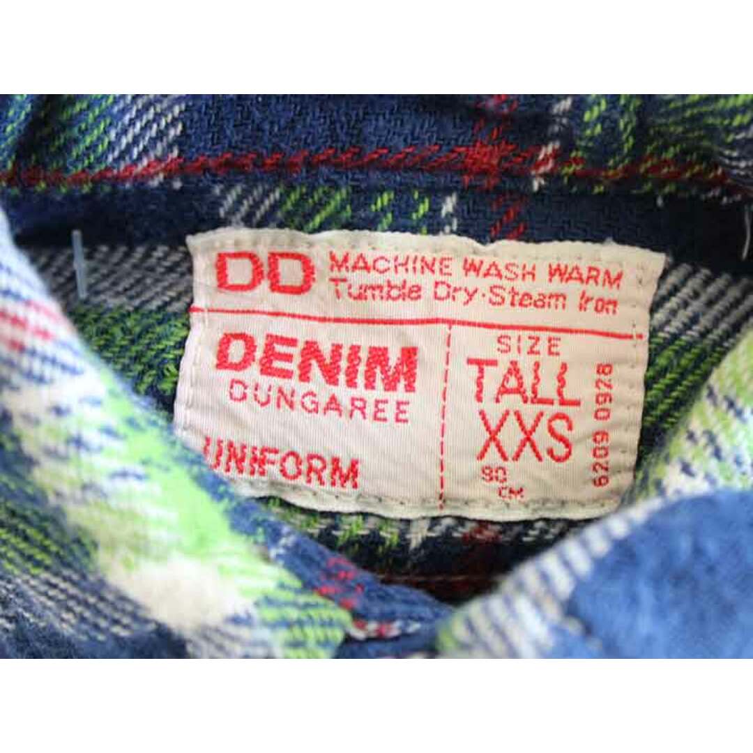 DENIM DUNGAREE(デニムダンガリー)の†デニム＆ダンガリー/DENIM DUNGAREE/D＆D†90cm 長袖シャツ 緑×紺【中古】子供服 キッズ kids ベビー服 baby 男の子 秋冬 102132 tops キッズ/ベビー/マタニティのベビー服(~85cm)(シャツ/カットソー)の商品写真