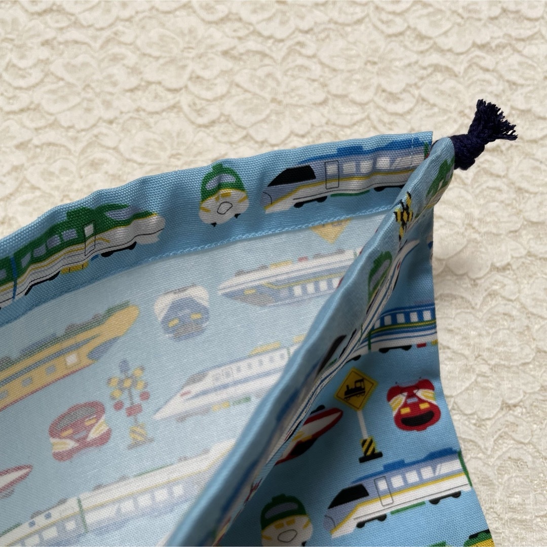 ネームタグ付き 体操服袋(お着替え袋)☆新幹線 ハンドメイドのキッズ/ベビー(外出用品)の商品写真