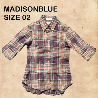 マディソンブルー(MADISONBLUE)のマディソンブルーB刺繍口ゴ入 チェックシャツ ブラウス 七分袖 02 羽織り(シャツ/ブラウス(長袖/七分))