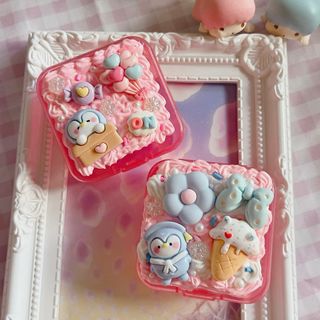 ホイップデコケース デコホイップ ピンクケース 2点セット ペンギン(雑貨)