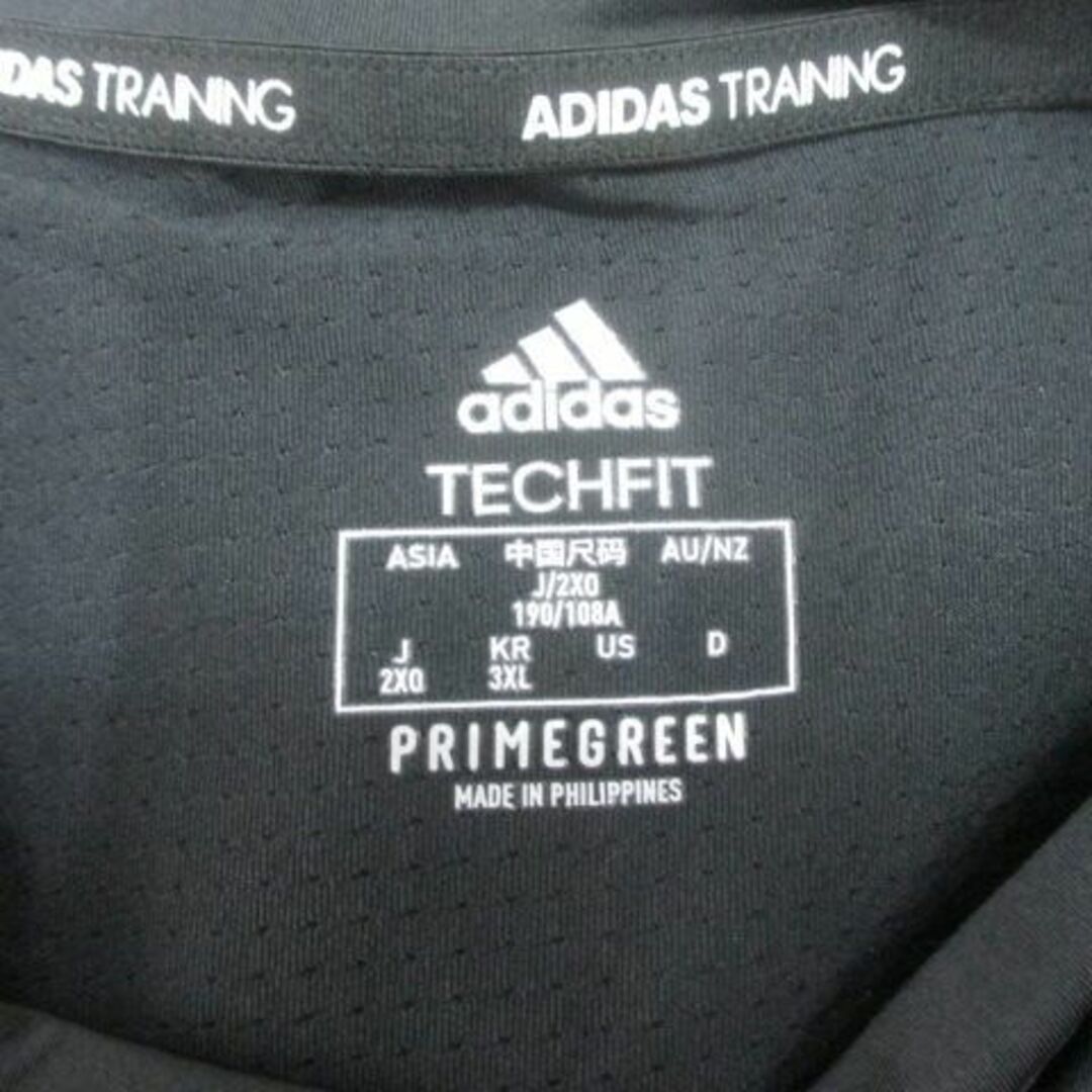 adidas(アディダス)のadidas 長袖 カットソー Tシャツ 3XL 黒系 ブラック ライン メンズのトップス(Tシャツ/カットソー(七分/長袖))の商品写真