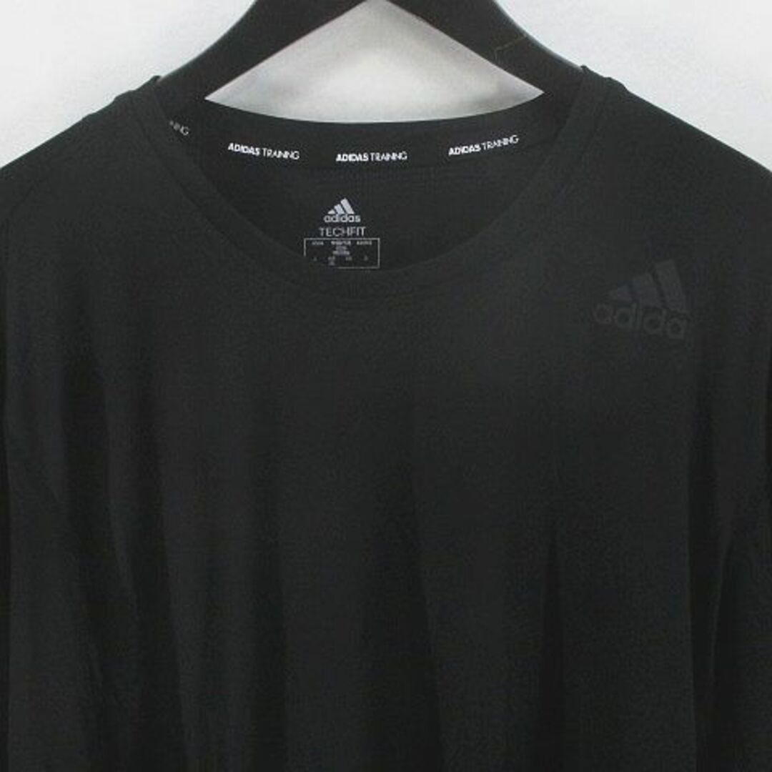 adidas(アディダス)のadidas 長袖 カットソー Tシャツ 3XL 黒系 ブラック ライン メンズのトップス(Tシャツ/カットソー(七分/長袖))の商品写真