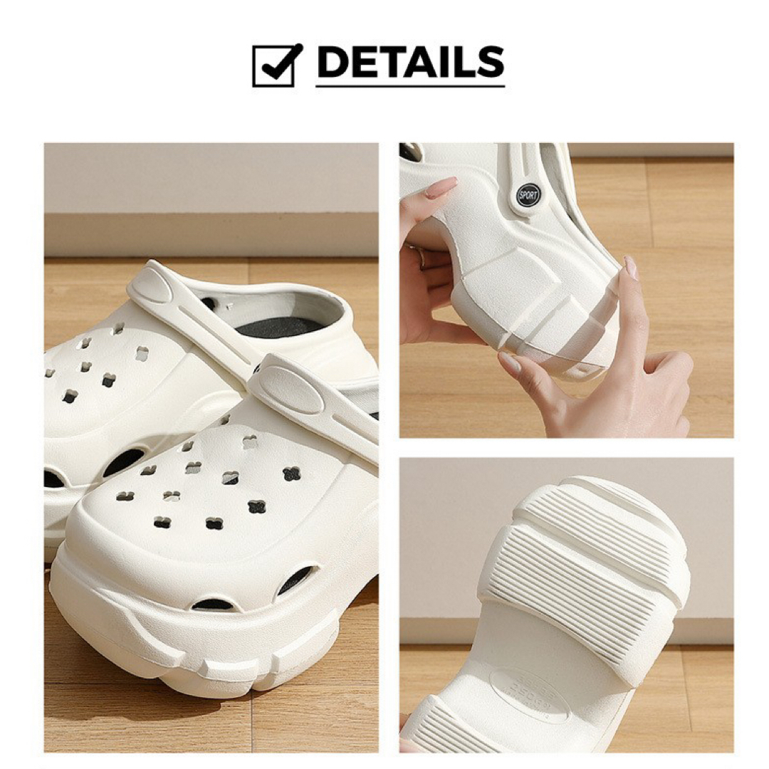 【新品未使用】厚底サンダル 厚底クロッグ ホワイト25-25.5cm レディースの靴/シューズ(サンダル)の商品写真