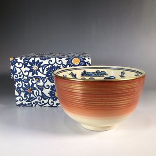 ラ９５３　茶碗　『京焼』『前田宝泉造』『御題　島』　抹茶碗　紙箱　茶道具(陶芸)