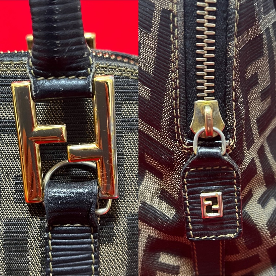 FENDI(フェンディ)の美品　FENDI フェンディ　ズッカ柄　バッグ　ボストン　本革　キャンバス　金具 レディースのバッグ(トートバッグ)の商品写真