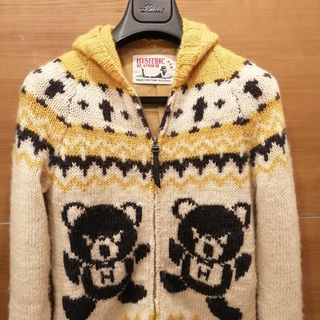 ヒステリックグラマー(HYSTERIC GLAMOUR)のヒステリックグラマー ジップアップ　カウチンニット ウール　ベアカウチン(ニット/セーター)