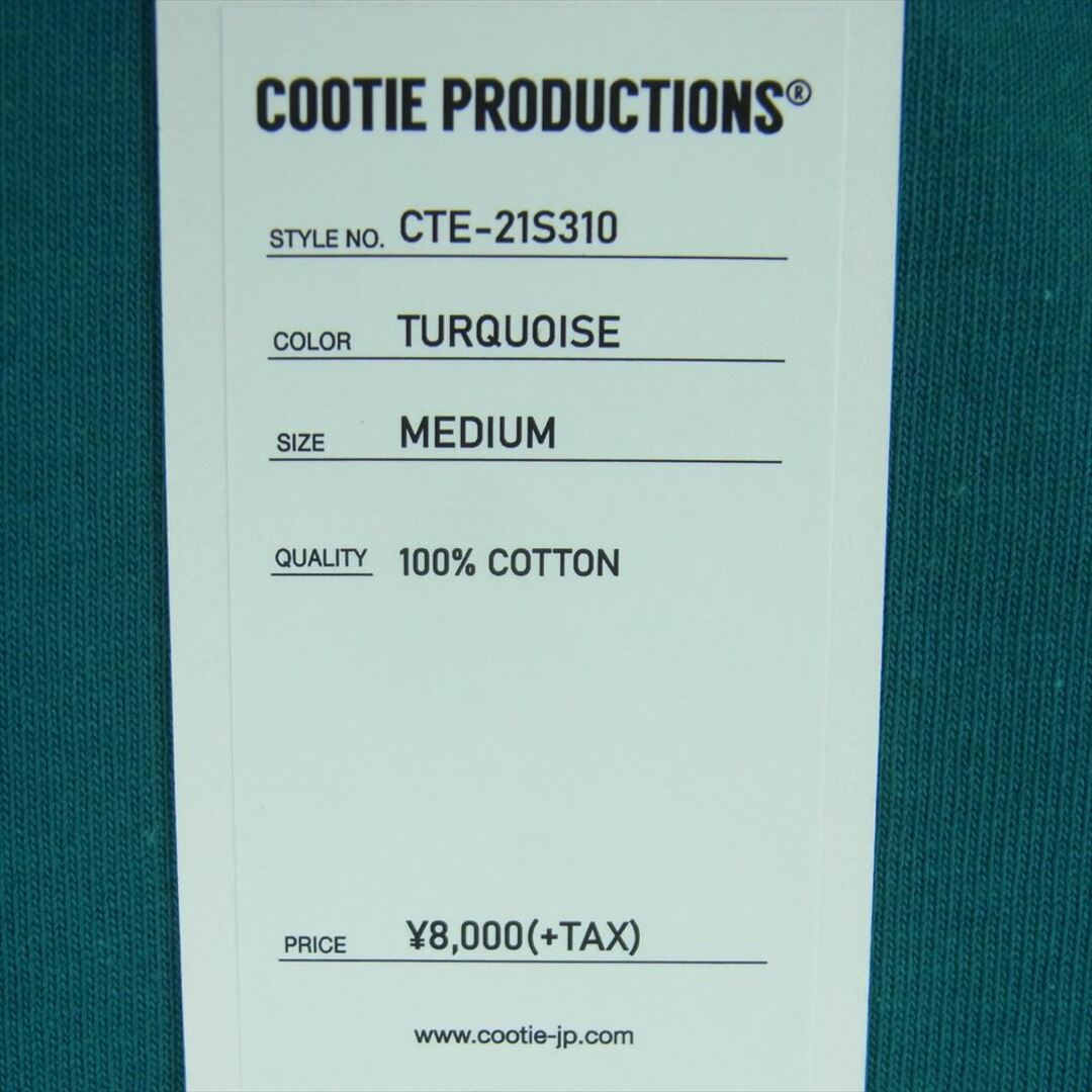 COOTIE(クーティー)のCOOTIE クーティー CTE-21S310 Open End Yarn Error Fit S/S Tee オーバーサイズ 半袖 Tシャツ ブルー系 グリーン系 青緑系 M【新古品】【未使用】【中古】 メンズのトップス(Tシャツ/カットソー(半袖/袖なし))の商品写真