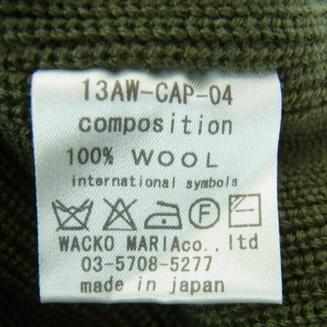 WACKO MARIA(ワコマリア)のWACKO MARIA ワコマリア 13AW-CAP-04 ウール ニット キャップ ビーニー 日本製 カーキ系【中古】 メンズの帽子(ニット帽/ビーニー)の商品写真