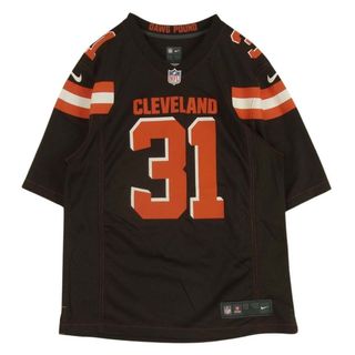 ナイキ(NIKE)のNIKE ナイキ NFL CLEVELAND ジャージ ユニフォーム ゲームシャツ 半袖 Tシャツ グアテマラ製 ダークブラウン系 L【中古】(Tシャツ/カットソー(半袖/袖なし))