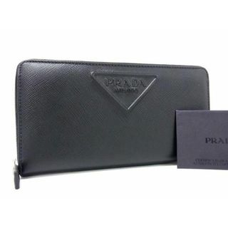 プラダ(PRADA)の■新品■未使用■ PRADA プラダ 2M1317 サフィアーノレザー ラウンドファスナー 長財布 ウォレット 小銭入れ 札入れ ブラック系 AX3722 (財布)