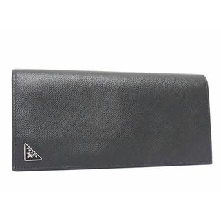 プラダ(PRADA)の■新品同様■ PRADA プラダ サフィアーノレザー 二つ折り 長財布 ウォレット メンズ ブラック系 AX3726 (長財布)