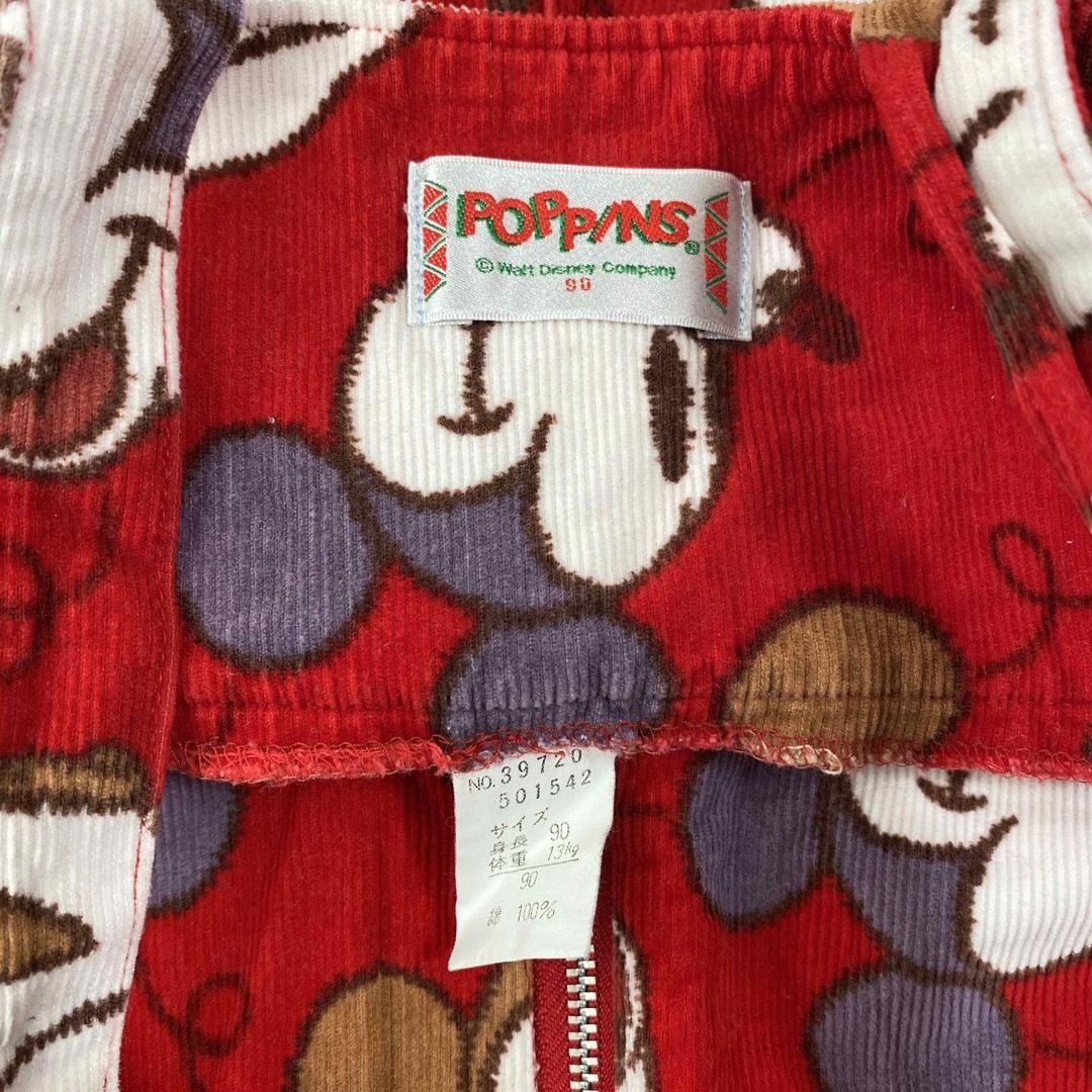 Disney(ディズニー)のポピンズ　ミッキーマウス　オーバーオール　古着　90 キッズ/ベビー/マタニティのキッズ服女の子用(90cm~)(ワンピース)の商品写真