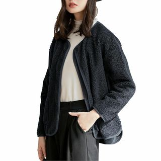 [KumiModa] レディース カーデイガン ムートンコート ジップアップジャ(その他)