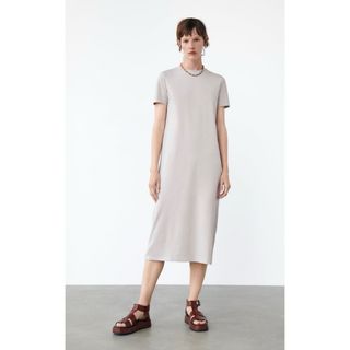 ザラ(ZARA)のZARA◆コットンミディ丈ワンピース(ひざ丈ワンピース)