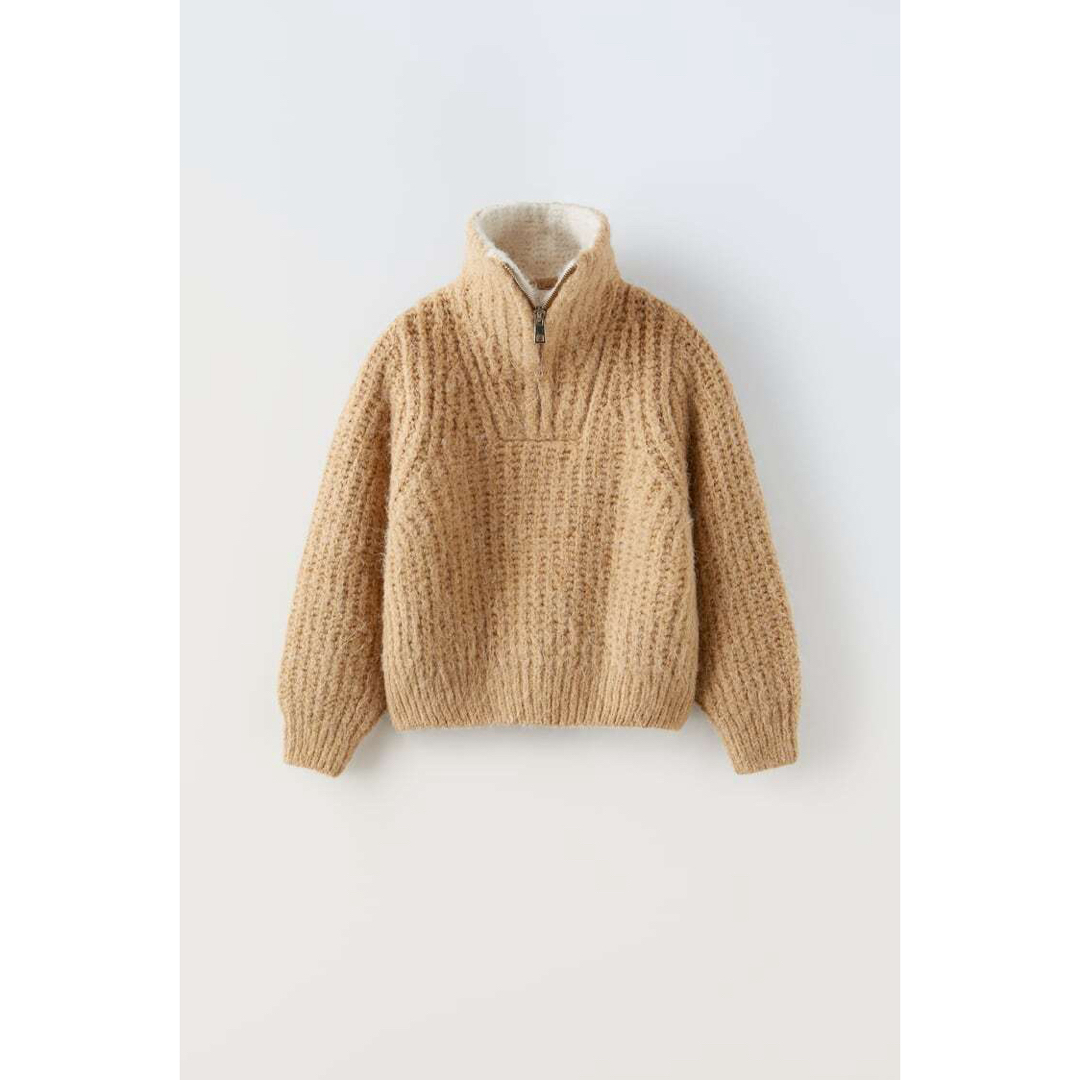 ZARA KIDS(ザラキッズ)のZARA ジッパー付きニットセーター　164cm ハーフジップ　キッズ　ガールズ キッズ/ベビー/マタニティのキッズ服女の子用(90cm~)(ニット)の商品写真