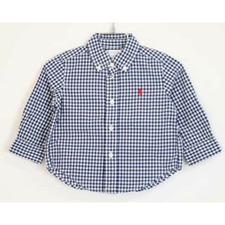 ラルフローレン(Ralph Lauren)の〓ラルフローレン/Ralph Lauren〓80cm 長袖シャツ  紺×白 【中古】子供服 キッズ kids ベビー baby 男の子 女の子 春秋 tops 503042(シャツ/カットソー)