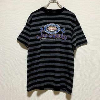 ヴィンテージ(VINTAGE)のアメリカ古着　ラスベガス　ボーダー　半袖 Tシャツ　メキシコ製　F121(Tシャツ/カットソー(半袖/袖なし))