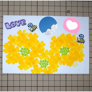 消しゴムはんこ「菜の花②・ミツバチ」4個(はんこ)