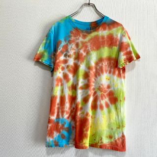 フルーツオブザルーム(FRUIT OF THE LOOM)のアメリカ古着　タイダイ　カラフル　半袖　Tシャツ　フェス　クルーネック　P89(Tシャツ/カットソー(半袖/袖なし))