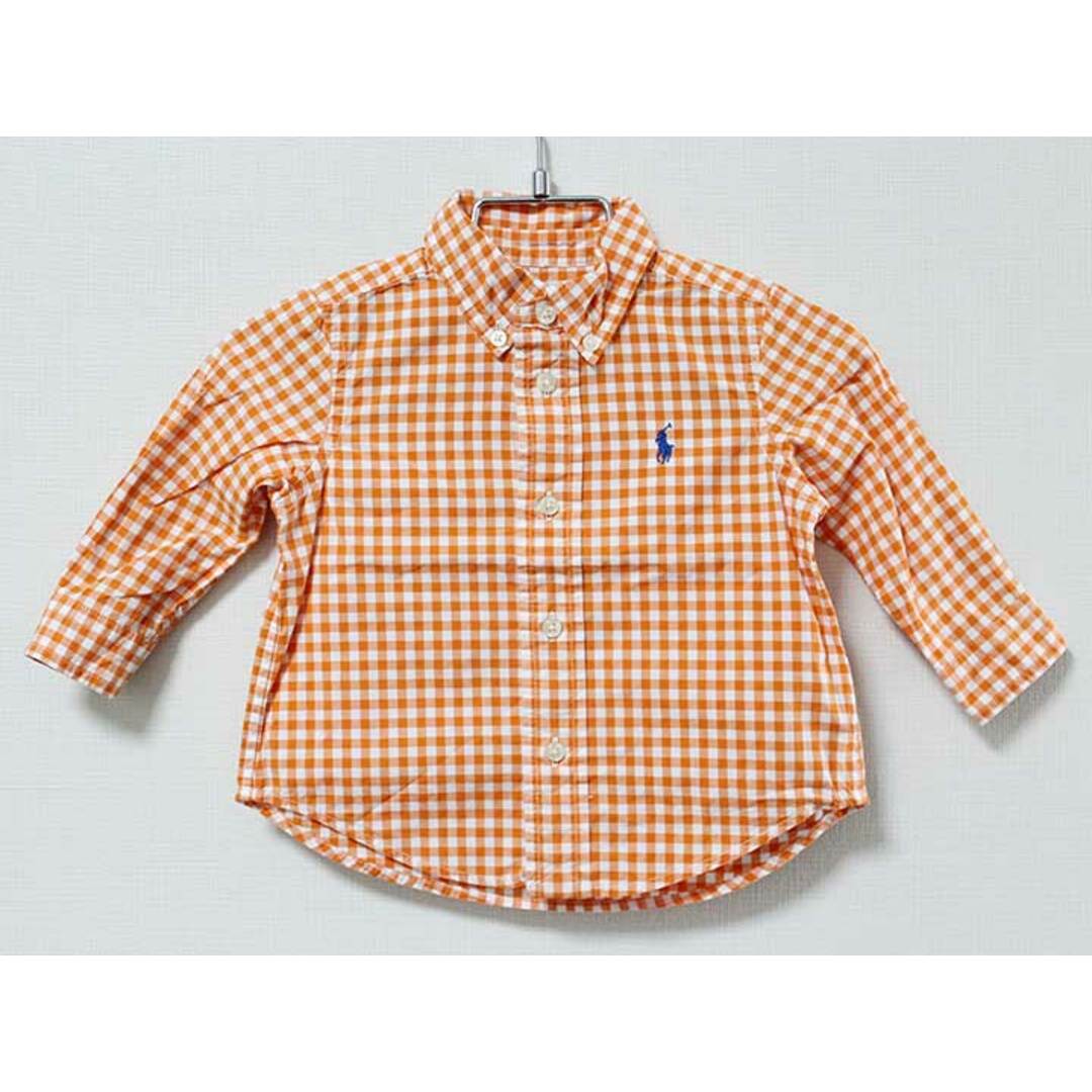 Ralph Lauren(ラルフローレン)の《ラルフローレン/Ralph Lauren》75cm 長袖シャツ 白×オレンジ【中古】子供服 キッズ kids ベビー服 baby 男の子 春 713032 tops キッズ/ベビー/マタニティのベビー服(~85cm)(シャツ/カットソー)の商品写真