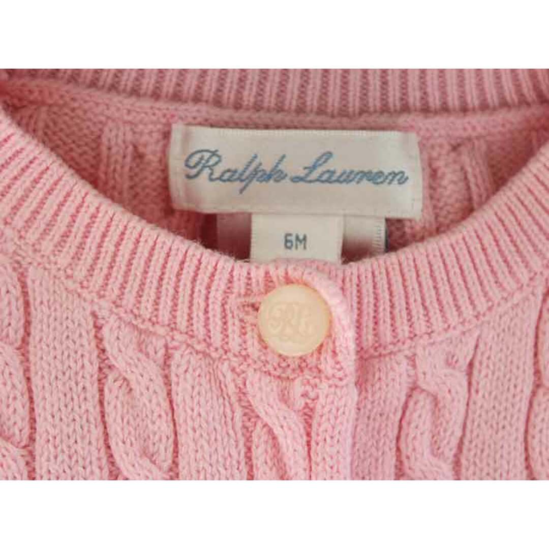 Ralph Lauren(ラルフローレン)の†ラルフローレン/Ralph Lauren†60cm(6M) 長袖カーディガン ピンク【中古】子供服 キッズ kids  ベビー服 baby 女の子 春秋 tops 612042 キッズ/ベビー/マタニティのベビー服(~85cm)(カーディガン/ボレロ)の商品写真