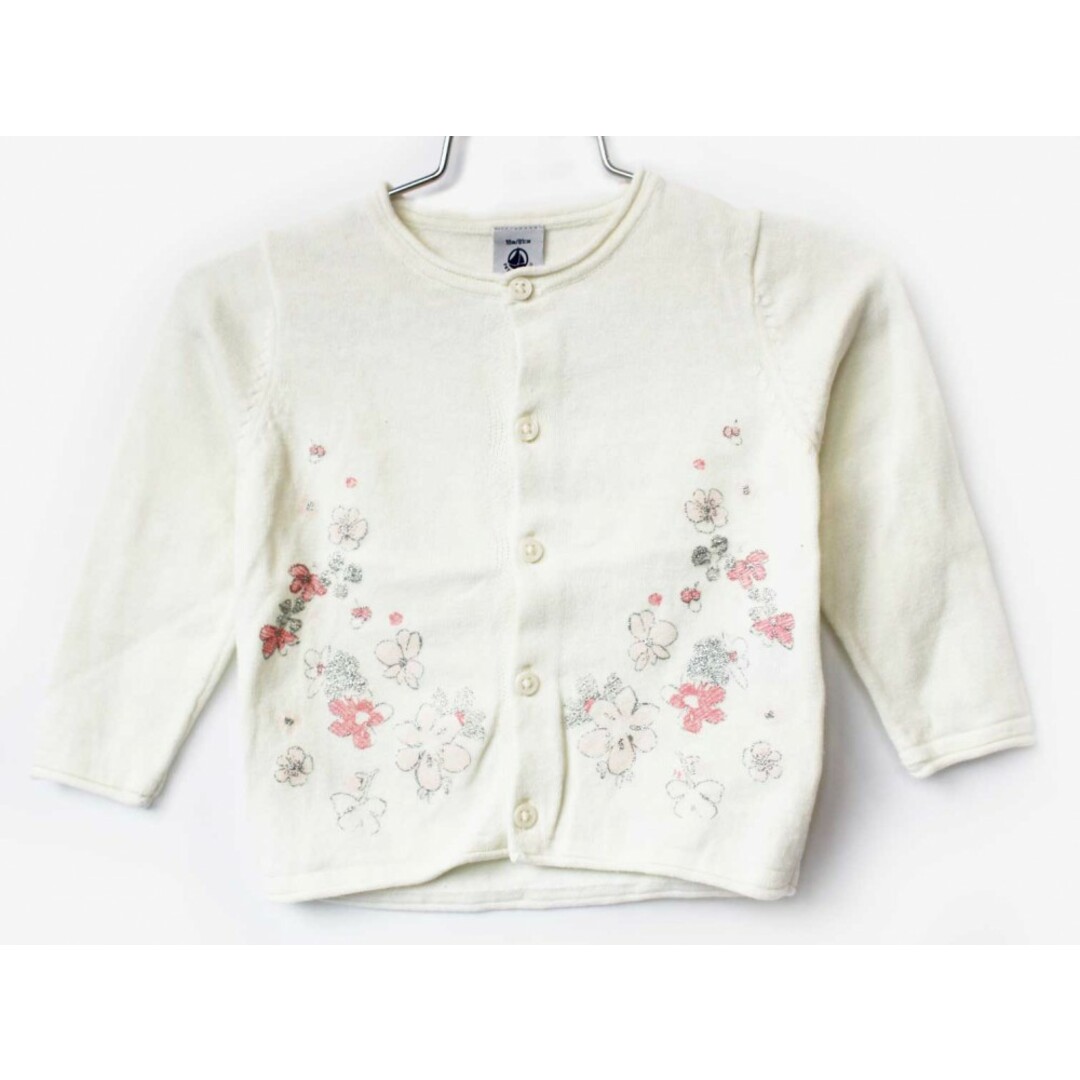 PETIT BATEAU(プチバトー)の[プチバトー/PETIT BATEAU]81cm カーディガン 白×ピンク系 麻混【中古】子供服 キッズ kids ベビー服 baby 女の子 春 tops 022042 キッズ/ベビー/マタニティのベビー服(~85cm)(カーディガン/ボレロ)の商品写真