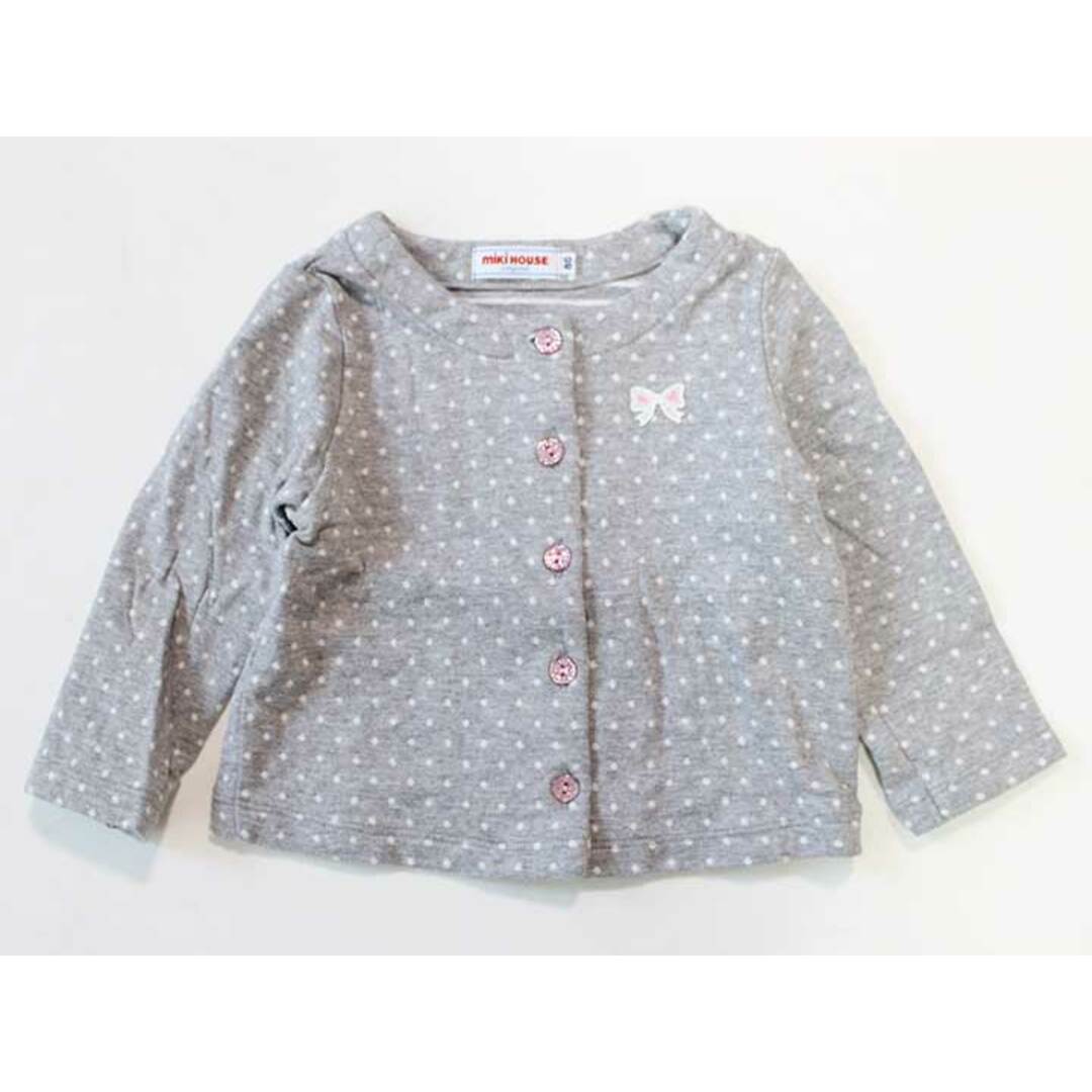 mikihouse(ミキハウス)の【値下げ!】☆ミキハウス/mikihouse☆80cm カーディガン グレー×白 【中古】子供服 キッズ kids ベビー服 baby 女の子 春 302032 tops キッズ/ベビー/マタニティのベビー服(~85cm)(カーディガン/ボレロ)の商品写真