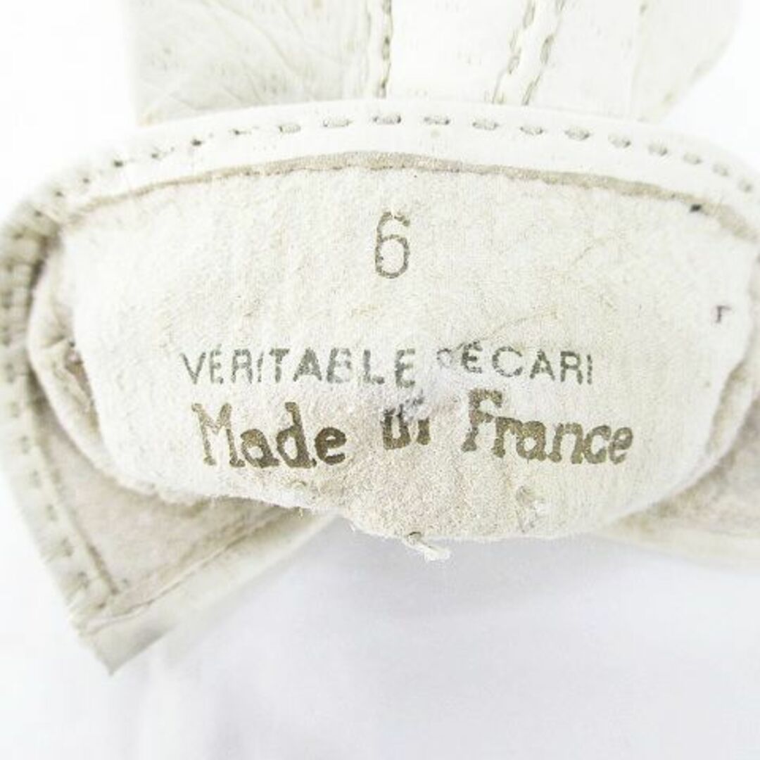 celine(セリーヌ)のセリーヌ 手袋 5本指 グローブ レザー 9 白 ホワイト フランス製 ステッチ レディースのファッション小物(手袋)の商品写真