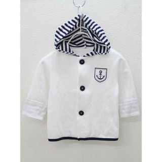 ベベ(BeBe)の♪ベベ/bebe♪70cm位（S） 長袖フード付きカーディガン 紺×白【中古】子供服 キッズ kids ベビー服 baby 男の子 春 703032 tops(カーディガン/ボレロ)