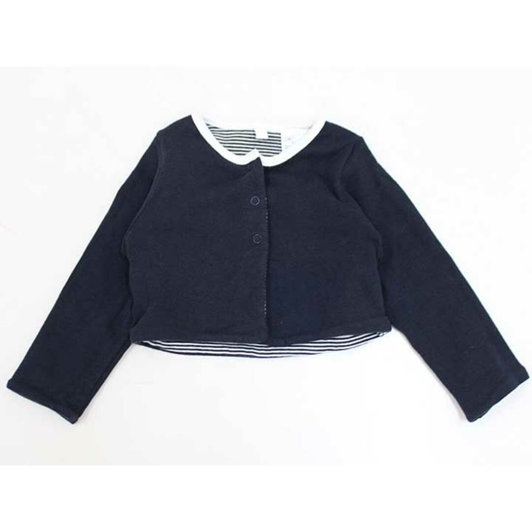 PETIT BATEAU(プチバトー)の【値下げ!】▽プチバトー/PETIT BATEAU▽67cm リバーシブルカーディガン 紺＆白×紺【中古】子供服 キッズ kids ベビー服 baby 男の子 女の子 春秋 203032 tops キッズ/ベビー/マタニティのベビー服(~85cm)(カーディガン/ボレロ)の商品写真