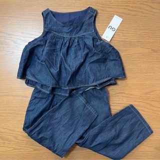 ジーユー(GU)の新品タグ付き　GU 女の子サロペット　デニムサロペット　110(その他)