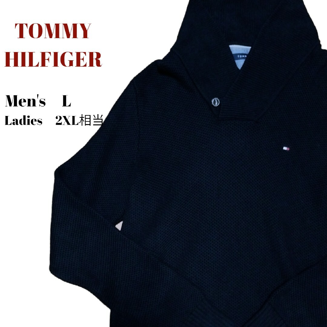 TOMMY HILFIGER(トミーヒルフィガー)の【大人気】トミーヒルフィガーセーター　ブラック　黒　メンズL　古着 メンズのトップス(ニット/セーター)の商品写真