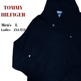 トミーヒルフィガー(TOMMY HILFIGER)の【大人気】トミーヒルフィガーセーター　ブラック　黒　メンズL　古着(ニット/セーター)