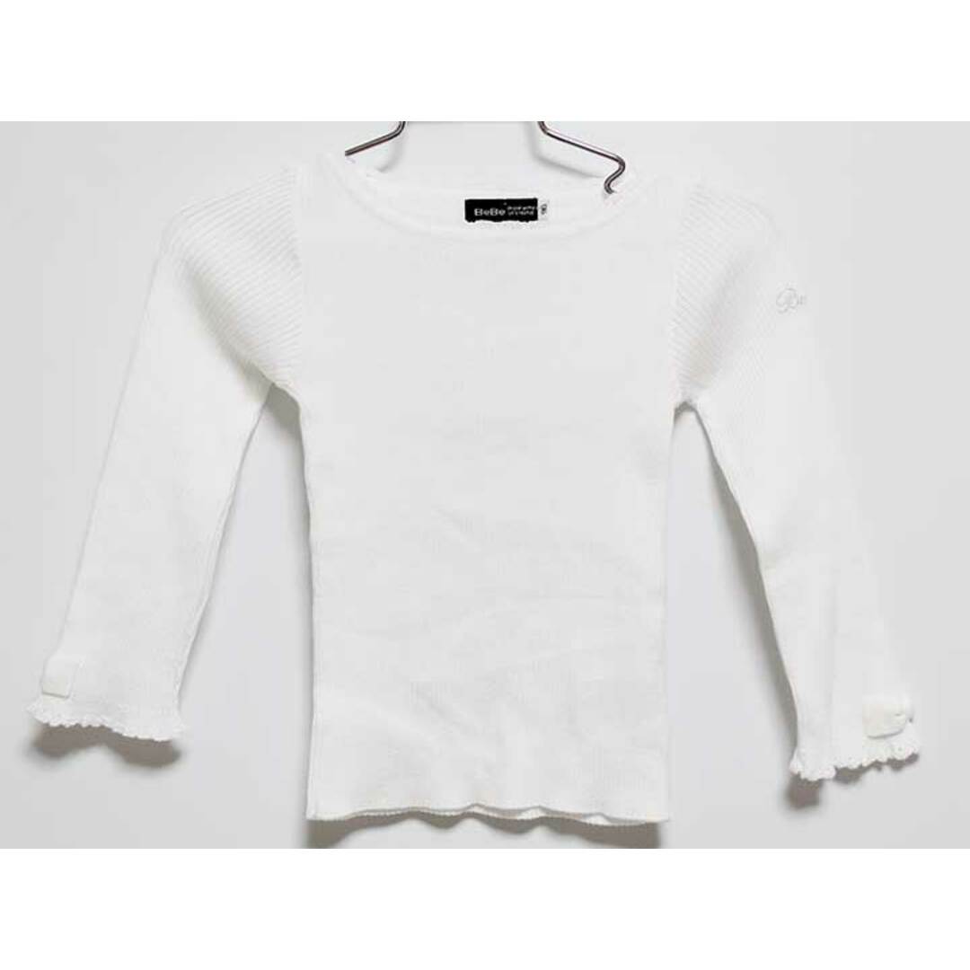 ‡ベベ/BeBe‡90cm リブニット 白【中古】子供服 キッズ kids ベビー服 baby 女の子 春秋 310132 tops キッズ/ベビー/マタニティのベビー服(~85cm)(ニット/セーター)の商品写真