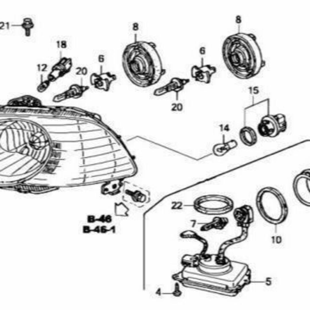 ホンダ(ホンダ)のホンダ DC2 インテグラ ランプユニツト 右  OEM メーカー純正品 自動車/バイクの自動車(車種別パーツ)の商品写真