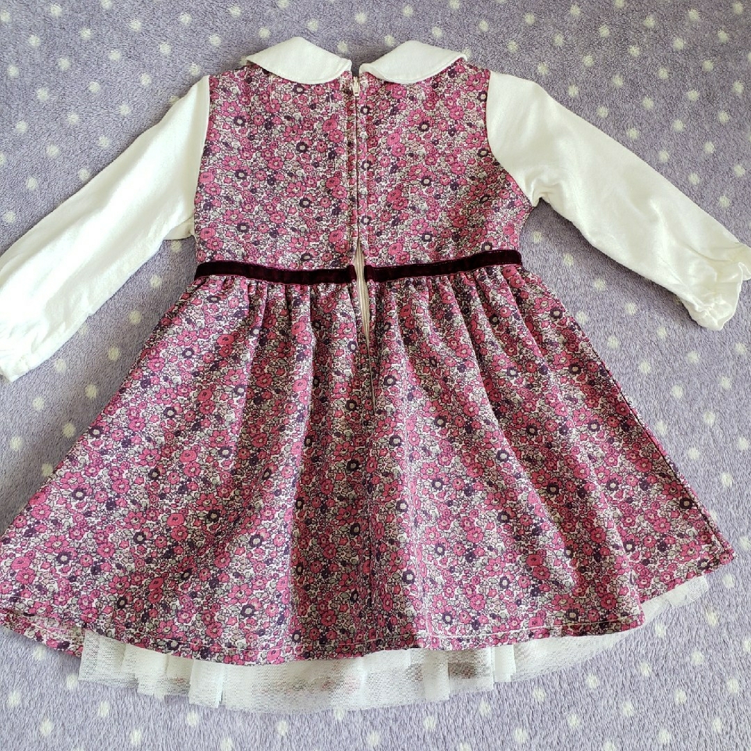 花柄ワンピース80cm入園式女の子フォーマル キッズ/ベビー/マタニティのベビー服(~85cm)(ワンピース)の商品写真