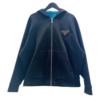 プラダ(PRADA)の　プラダ PRADA ロゴプレートリバーシブルパーカー 20SS サイズXXL UJL117 黒、青 メンズ パーカー(パーカー)