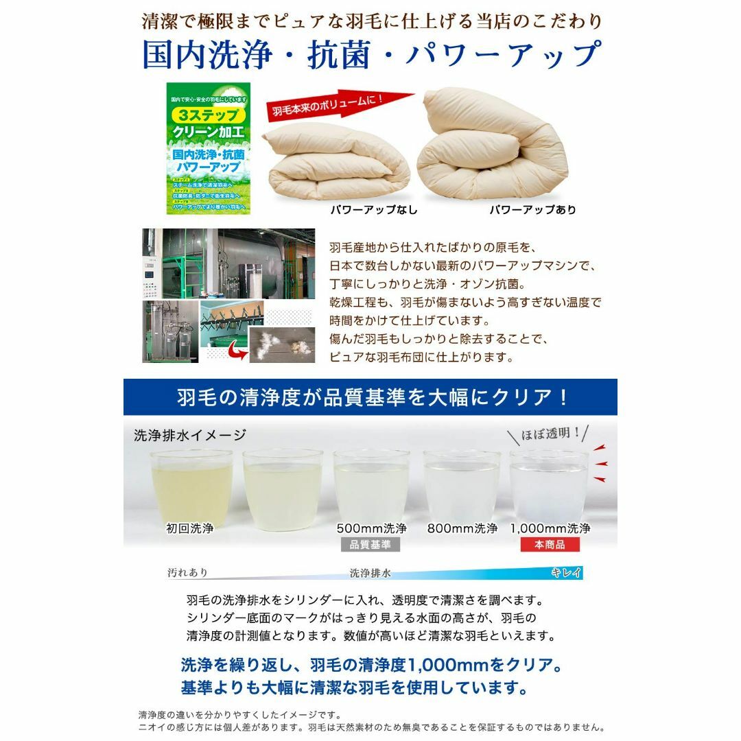 【色: グリーン】安眠工場 上質羽毛布団 セミダブル【羽毛量1.4kg】日羽協エ インテリア/住まい/日用品の寝具(その他)の商品写真