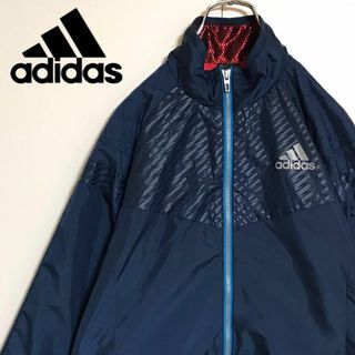 アディダス(adidas)の【裏起毛】アディダス　ロゴ入りウインドブレーカー　防寒　ネイビー　A1001(ジャージ)