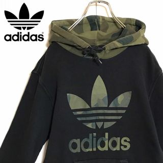 アディダス(adidas)の【カモフラ】アディダス　ビッグロゴ入りパーカー　小さいサイズ　A1005(パーカー)