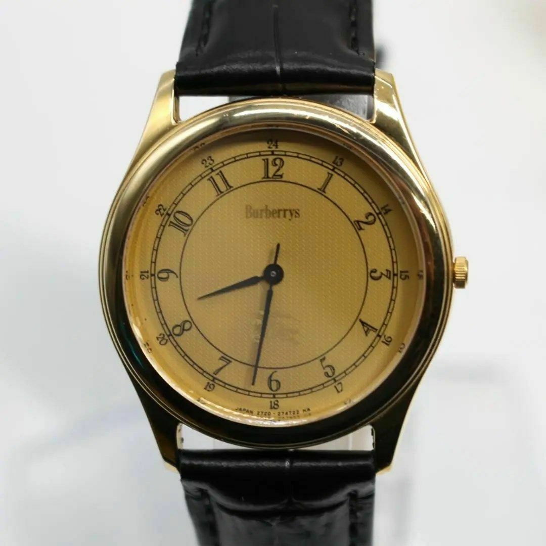 BURBERRY(バーバリー)のバーバリー Burberrys メンズ クォーツ腕時計 ゴールド レザーベルト メンズの時計(腕時計(アナログ))の商品写真