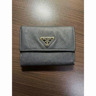 プラダ(PRADA)のPRADA  がま口　3つ折り　財布　サフィアーノブラック　ゴールド金具(財布)