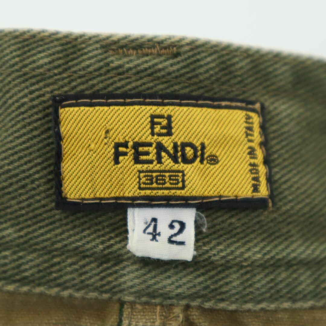 FENDI(フェンディ)のフェンディ イタリア製 ミディ丈 デニムスカート 42 カーキ FENDI バックスリット レディース 古着 【240310】 レディースのスカート(ひざ丈スカート)の商品写真